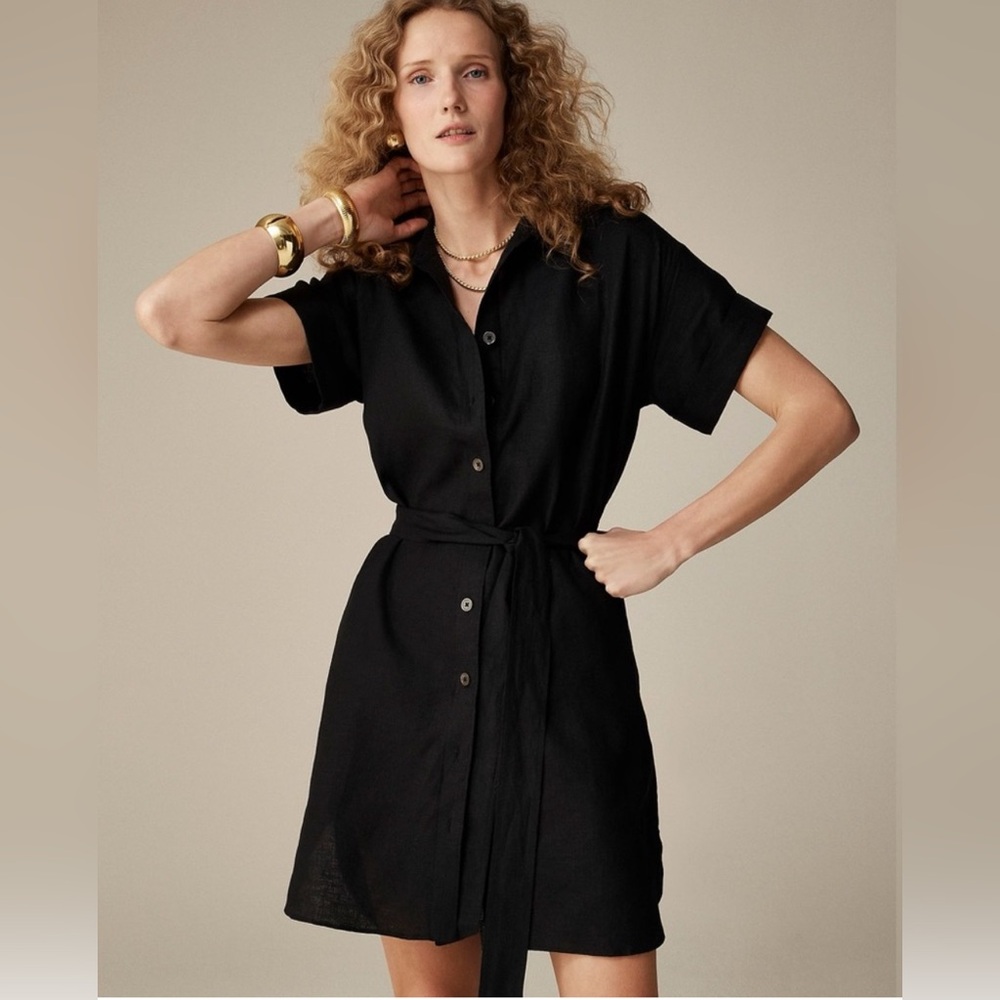 J. Crew Black Short Sleeve Shirt Dress